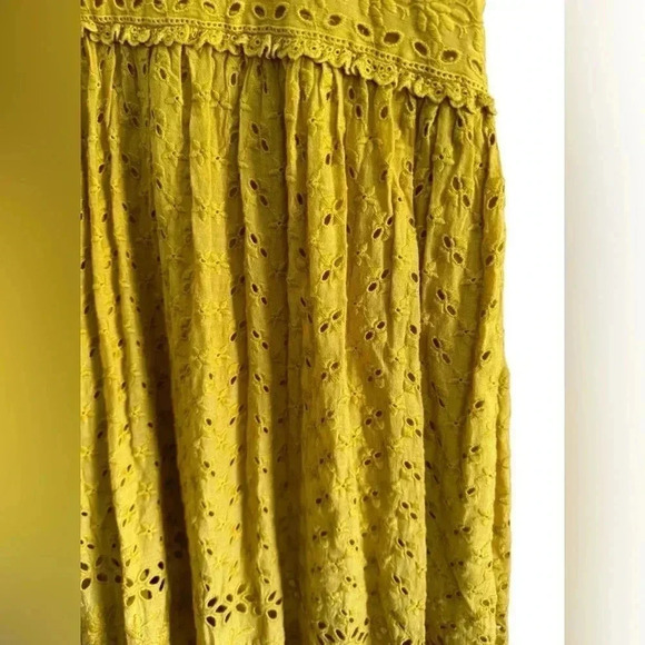 Ulla Johnson Womens Dress Marjorie Chartreuse Yellow Eyelet Ruffle Midi Sz 10 - Picture 11 of 16